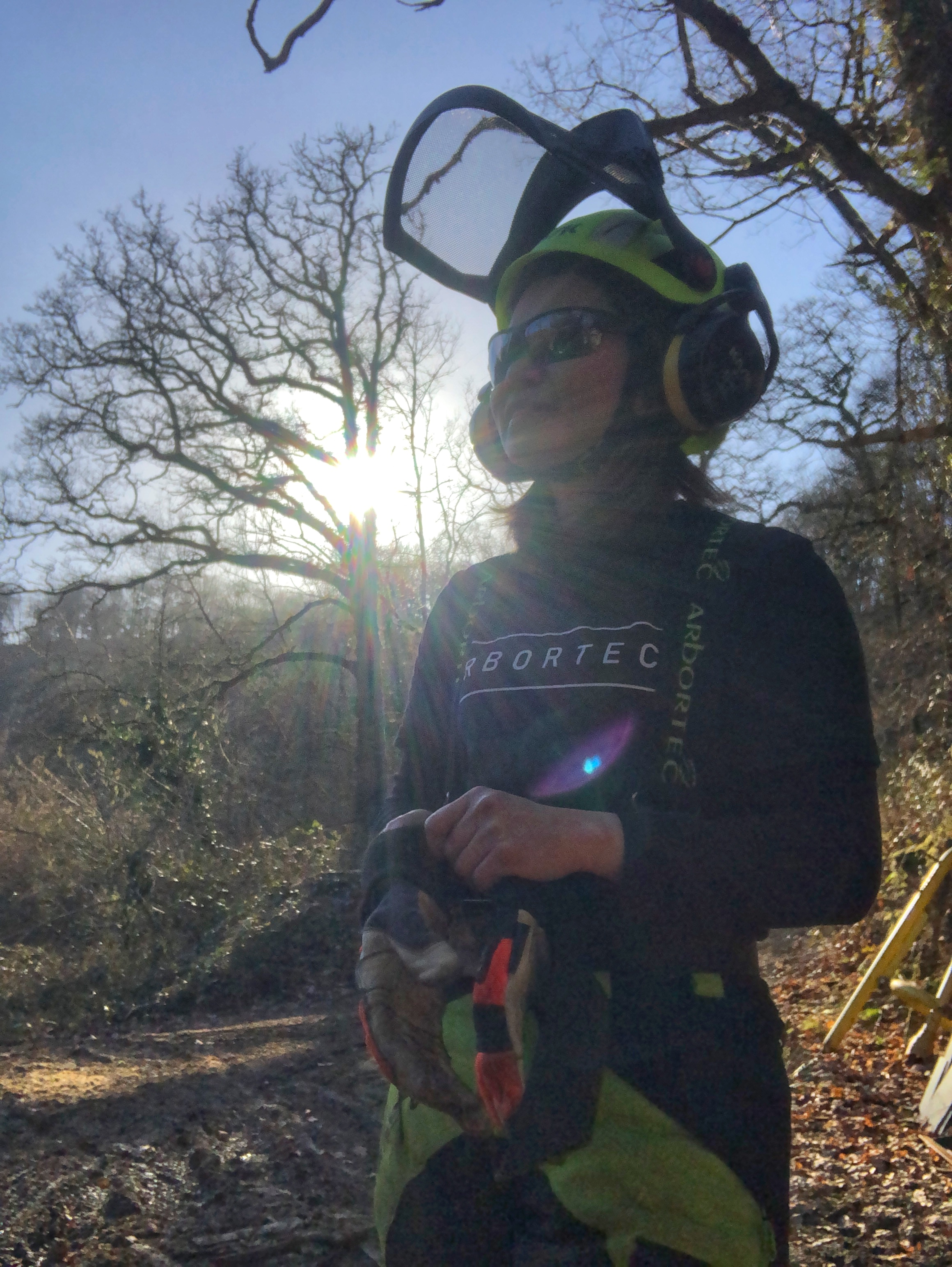 Cheryl Silvawood carrying out woodland management work